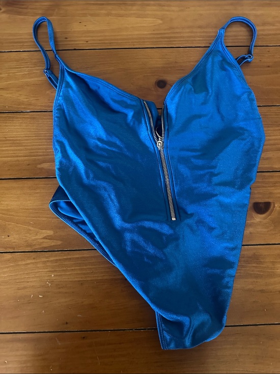 No Boundaries Other - No Boundaries Royal Blue Shimmer One-Piece Swimsuit with Front Zip